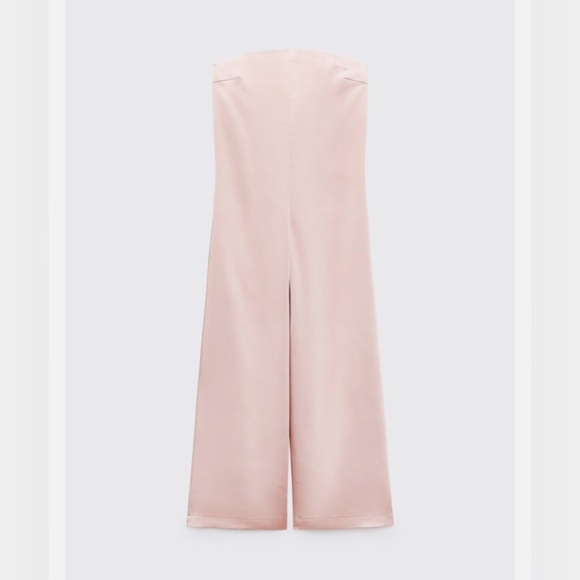 Zara Pants - Zara Strapless Wide-Leg Jumpsuit in Pale Pink